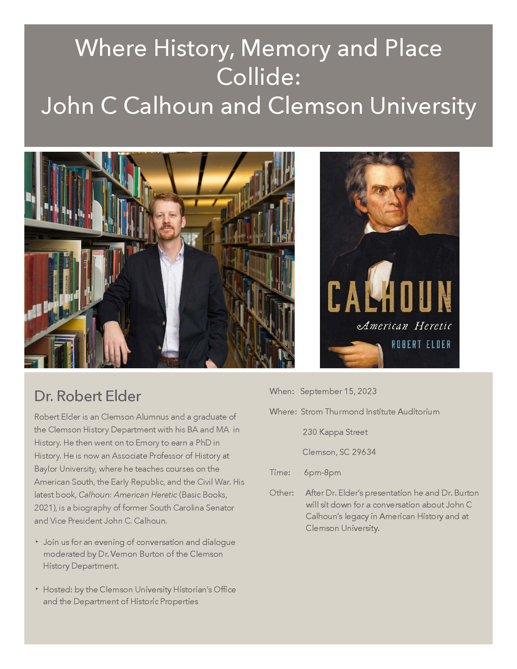 Clemson alumnus to discuss book on John C. Calhoun Clemson Libraries