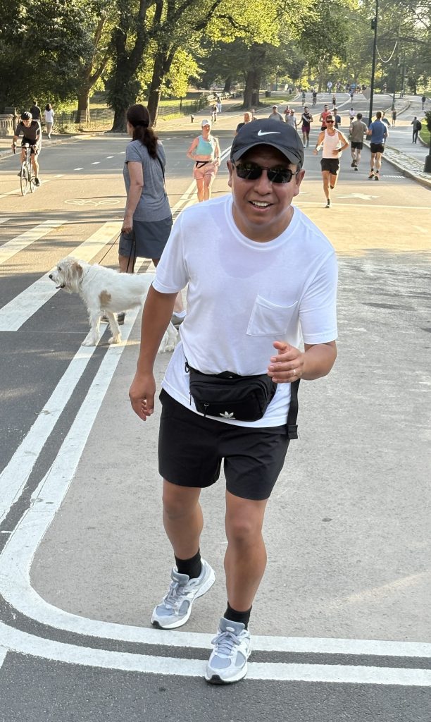 Elias Tzoc running in Central Park