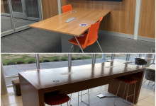 shared tables with two to four chairs