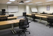 2nd floor classroom featuring desks and chairs to seat 24