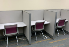 Individual study carrels in large study room